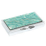 Таблетница карманная прямоугольная на 7 отделений с зеркалом и накладкой из натурального камня Амазонит Silver Stone Pillboxes варинант исполнения - 1 | Loft Concept в Брянске