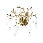 Бра в форме ветвей деревьев золотого цвета с прозрачными подвесками-каплями Droplet Bra варинант исполнения - 3 | Loft Concept в Брянске