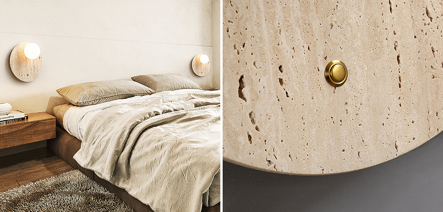 Бра STIAN TRAVERTINE WALL Круг Бра STIAN TRAVERTINE WALL Круг - Loft-Concept в Брянске