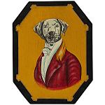 Картина в раме Chinoiserie Grey Dog Yellow Portrait варинант исполнения - 1 | Loft Concept в Брянске