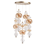 Люстра с плафонами из прозрачного и янтарного стекла в виде шаров и ромбов Gabriel Scott Luna варинант исполнения - 2 | Loft Concept в Брянске