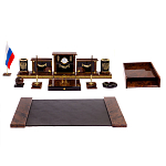 Настольный письменный набор с часами из природного камня обсидиана Royal Set варинант исполнения - 1 | Loft Concept в Брянске