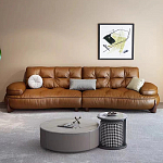 Диван двухместный кожаный с каркасом из массива дерева Medieval Furniture варинант исполнения - 1 | Loft Concept в Брянске