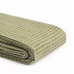 Плед из шерсти зеленого цвета с бахромой Waffle Comfort варинант исполнения - 3 | Loft Concept в Брянске