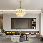 Люстра четырехъярусная с подвесками в форме дисков Cryptocrystalline Stone варинант исполнения - 6 | Loft Concept в Брянске