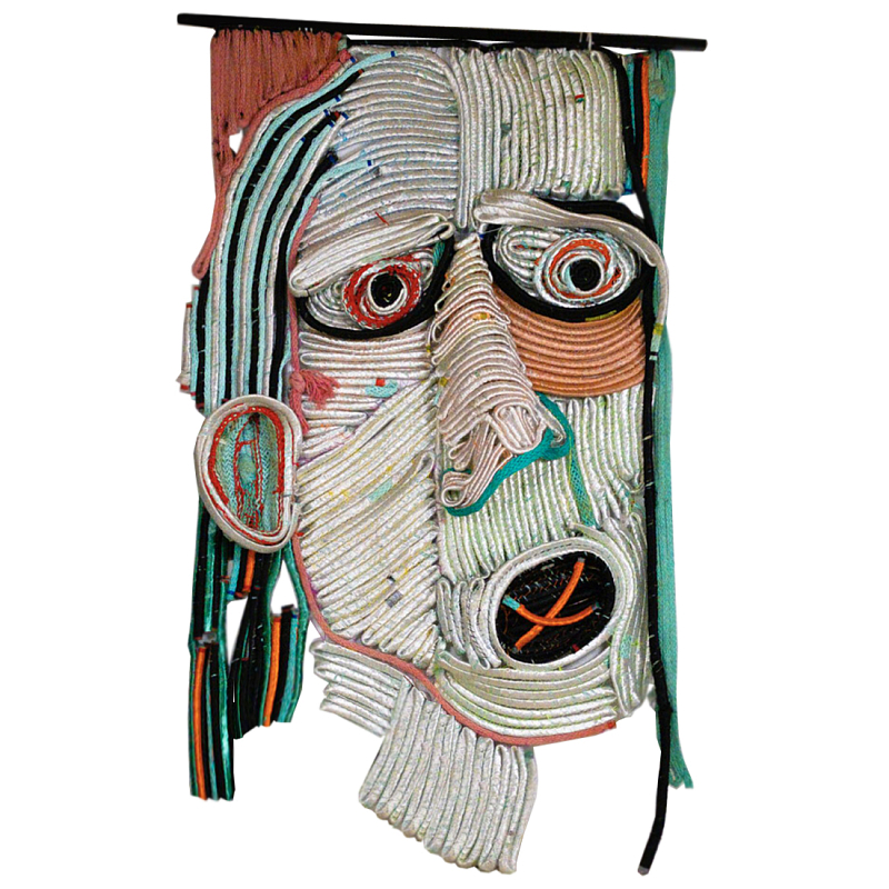 Арт-Объект плетеный из нитей большой портрет Joana Schneider  Зеленый Терракотовый Бежевый в Брянске | Loft Concept 