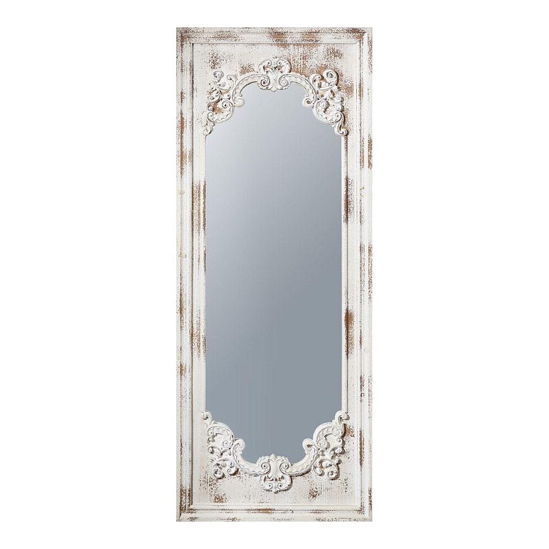 Зеркало настенное с деревянной рамой в винтажном исполнении Palace Baroque Белый Бежевый в Брянске | Loft Concept 