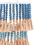 Подвесной светильник двухъярусный с декором из круглых деревянных бусин с кисточками Blue Wooden Beads Chandelier варинант исполнения - 1 | Loft Concept в Брянске