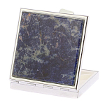 Таблетница карманная квадратная с 4-мя отделениями с зеркалом и накладкой из натурального камня Содалит Silver Stone Pillboxes варинант исполнения - 2 | Loft Concept в Брянске