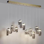 Подвесной светильник линейный с плафонами волнистой формы из фактурного стекла Big Wave варинант исполнения - 4 | Loft Concept в Брянске