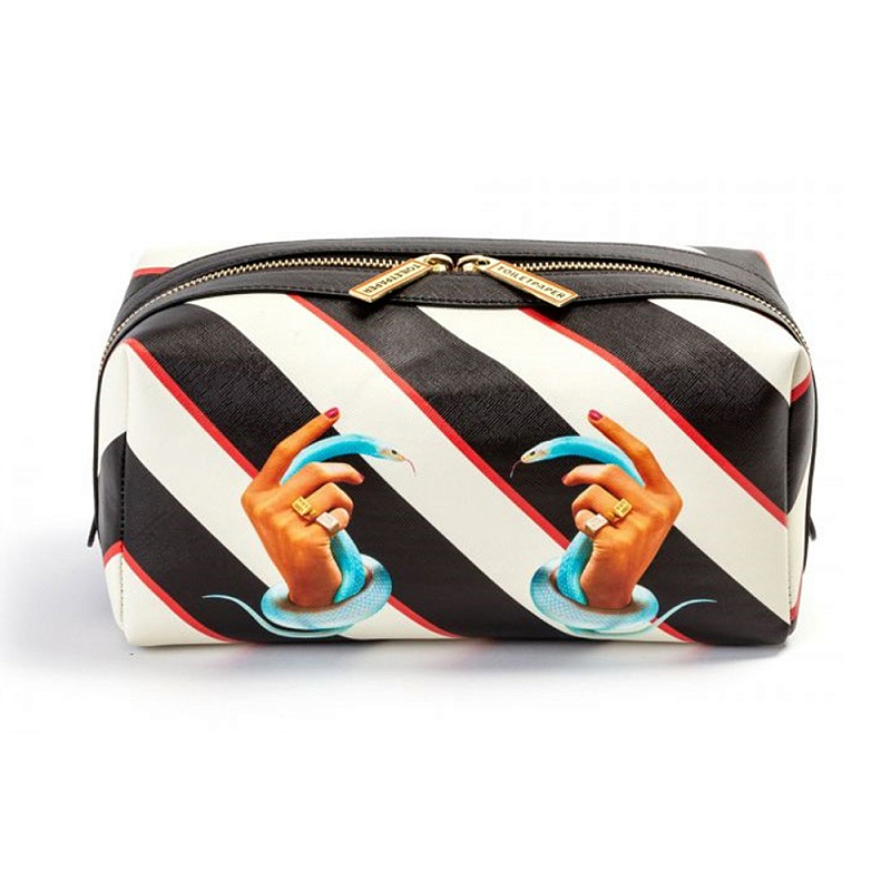 Косметичка Seletti Stripes Hands with Snakes Черный Белый Голубой Бежевый Косметичка Seletti Stripes Hands with Snakes Черный Белый Голубой Бежевый в Брянске | Loft Concept
