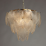 Люстра на цепи с прозрачными стеклянными подвесками в виде листьев Textured Glass Chandelier варинант исполнения - 3 | Loft Concept в Брянске
