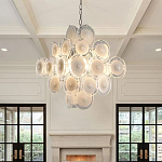 Люстра  с каскадом из круглых декоративных элементов  White Clear Glass Chandelier варинант исполнения - 4 | Loft Concept в Брянске