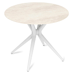 Стол обеденный с круглой столешницей из керамики на четырех белых ножках Sand Ceramics варинант исполнения - 3 | Loft Concept в Брянске