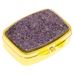 Таблетница карманная прямоугольная с 2-мя отделениями с зеркалом и накладкой из натурального камня Флюорит Gold Stone Pillboxes варинант исполнения - 1 | Loft Concept в Брянске