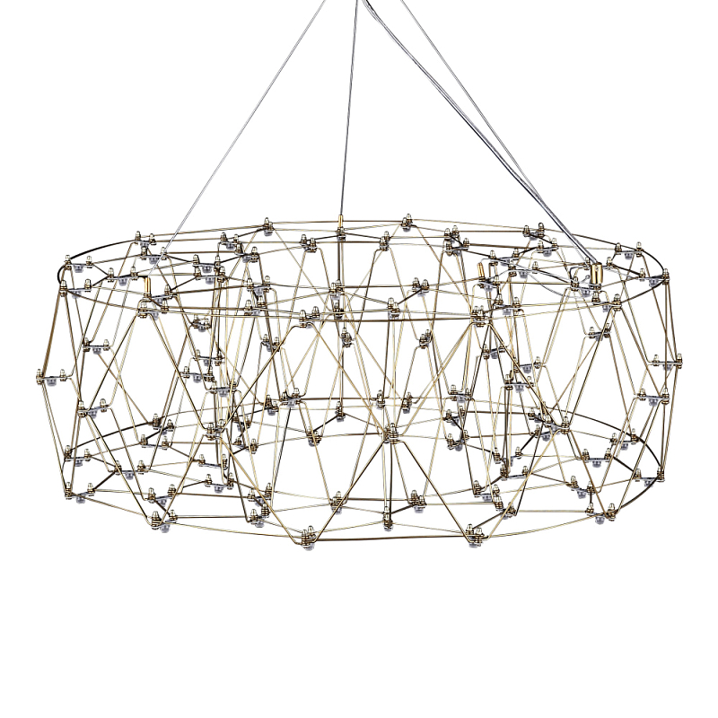 Люстра с тонкой металлической конструкцией цвета золото Quasar Прозрачный Золотой в Брянске | Loft Concept 