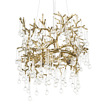 Подвесная люстра в виде ветвей деревьев золотого цвета с прозрачными подвесками-каплями 8 и 14 ламп Droplet Chandelier варинант исполнения - 1 | Loft Concept в Брянске