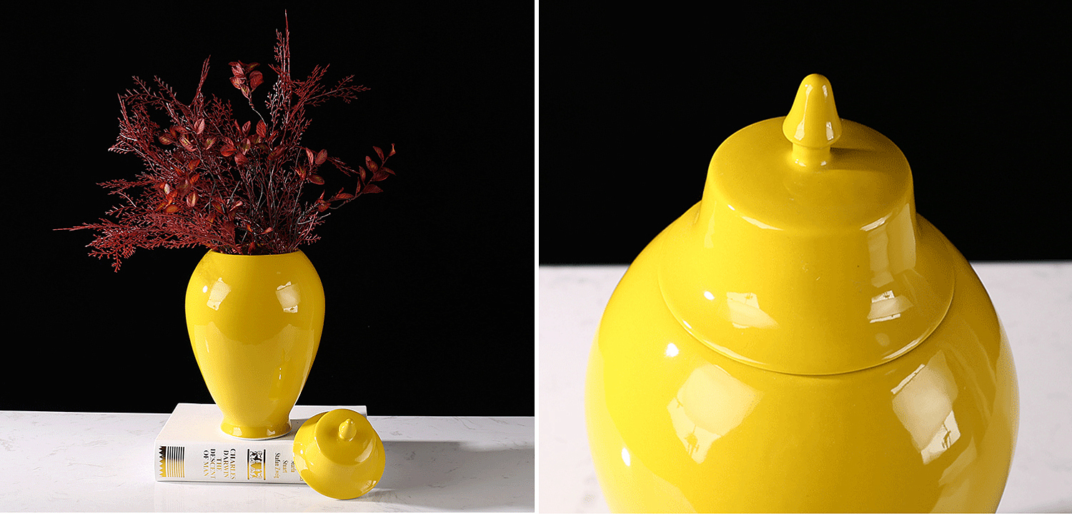Ваза с крышкой Ceramic Yellow Vase Ваза с крышкой Ceramic Yellow Vase - Loft-Concept в Брянске