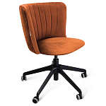 Стул с мягкой оранжевой обивкой из велюра и подъемно-поворотным механизмом на черных колесиках Harper Orange варинант исполнения - 1 | Loft Concept в Брянске