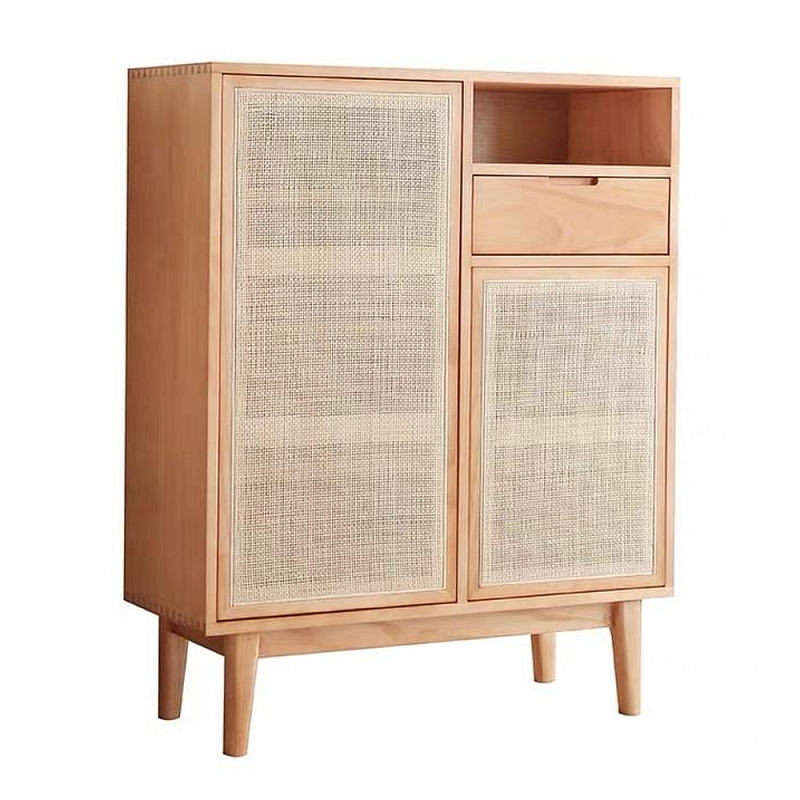 Комод с плетеными дверками и открытой нишей с ящиком Dora Sideboard Бежевый Комод с плетеными дверками и открытой нишей с ящиком Dora Sideboard Бежевый в Брянске | Loft Concept
