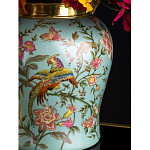 Ваза округлой формы из фарфора с рисунком и бронзовой крышкой Turquoise Blooming Garden варинант исполнения - 3 | Loft Concept в Брянске
