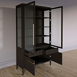 Витрина Primo со стеклянными фасадами и буфетом шпон Темный орех варинант исполнения - 4 | Loft Concept в Брянске