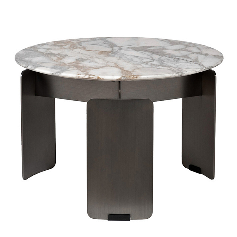 Столик журнальный с круглой мраморной столешницей на трех опорах Marble Stone Drawing  в Брянске | Loft Concept 