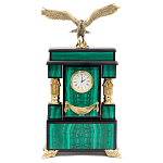 Часы настольные из натурального камня Малахит с декором в виде орла Eagle Stone Clock варинант исполнения - 1 | Loft Concept в Брянске
