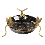 Блюдо черного цвета из фрафора на бронзовых ножках в виде стрекоз Eden Garden варинант исполнения - 2 | Loft Concept в Брянске