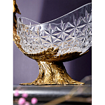 Чаша из прозрачного стекла на бронзовой подставке в виде павлина с рельефным хвостом Eden Garden варинант исполнения - 5 | Loft Concept в Брянске