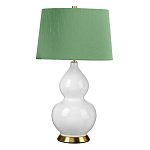 Настольная лампа с белым фигурным основанием на латунном основании и зеленым тканевым конусным абажуром Elstead Lighting варинант исполнения - 1 | Loft Concept в Брянске