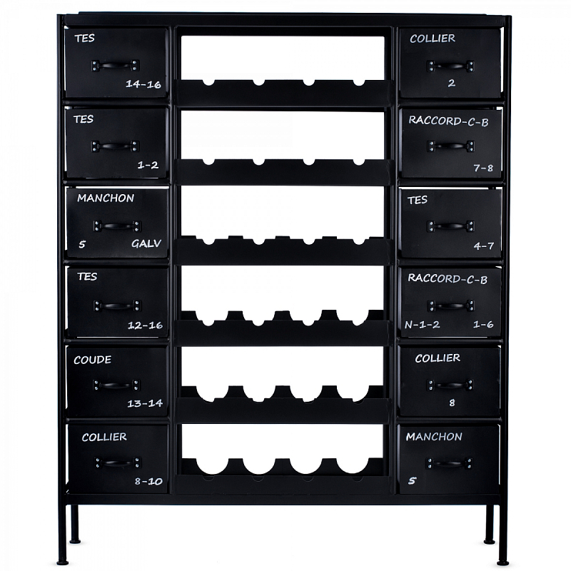 Винный стеллаж RADAGAST IRON WINE CHEST BLACK Черный Красный Оранжевый Желтый Белый Серый Синий Зеленый Голубой Бирюзовый в Брянске | Loft Concept 