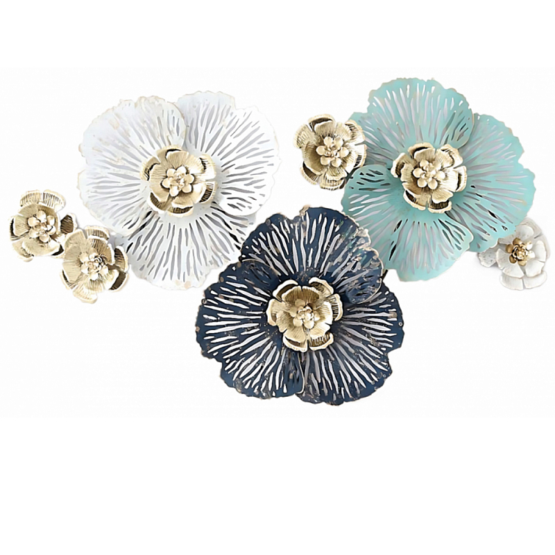 Панно настенное Blank Sheet Flowers Золотой Белый Синий Панно настенное Blank Sheet Flowers Золотой Белый Синий в Брянске | Loft Concept