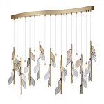 Люстра с золотистыми трубками и прозрачными стеклянными листьями на подвесах Sylva  варинант исполнения - 3 | Loft Concept в Брянске