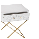 Приставной столик с выдвижным ящиком  White Table Carved Pattern варинант исполнения - 2 | Loft Concept в Брянске