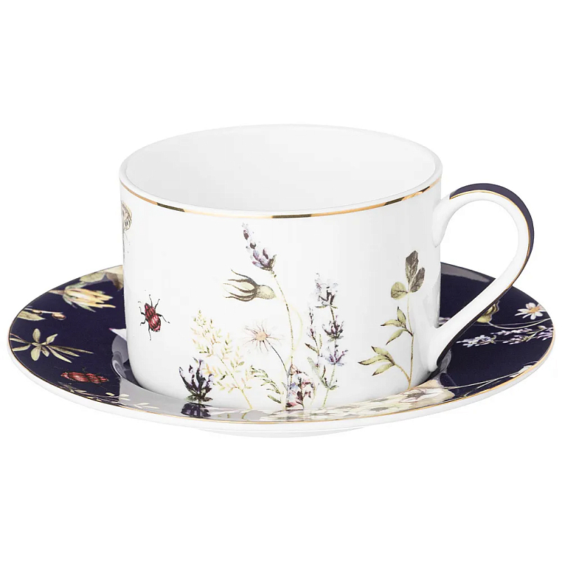 Чайная пара из фарфора с рисунком цветов 190 мл Garden Whisper Porcelain Set Белый Темно-синий Мульти Чайная пара из фарфора с рисунком цветов 190 мл Garden Whisper Porcelain Set Белый Темно-синий Мульти в Брянске | Loft Concept