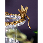 Ваза из прозрачного стекла на бронзовой подставке с ободком и ручками в виде стрекоз Eden Garden варинант исполнения - 3 | Loft Concept в Брянске