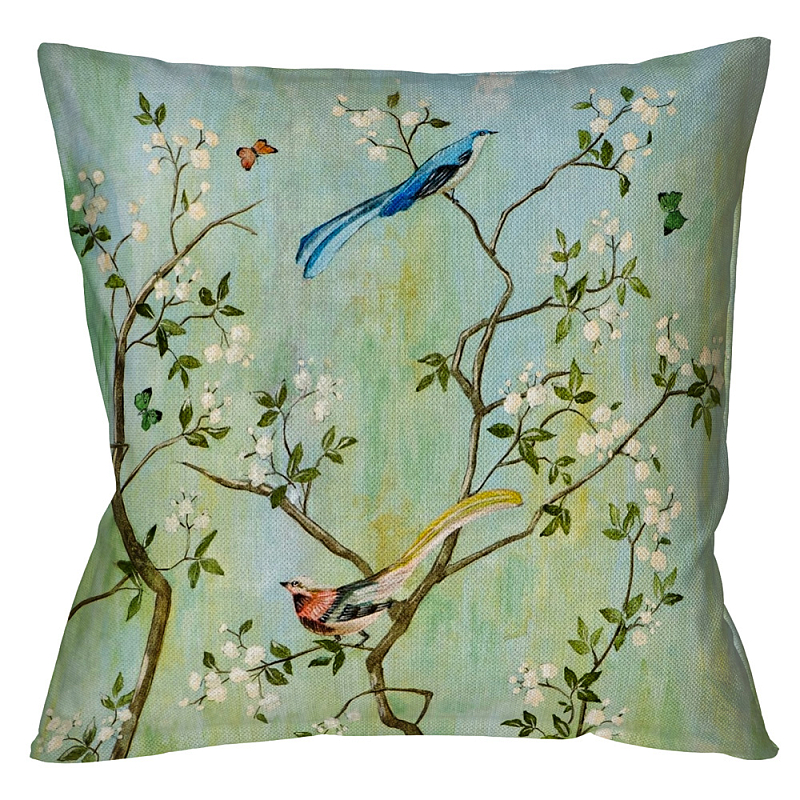Декоративная подушка Beige and Green Chinoiserie 4 Зеленый шалфей Бежевый Декоративная подушка Beige and Green Chinoiserie 4 Зеленый шалфей Бежевый в Брянске | Loft Concept