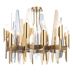 Люстра с вертикальными стеклянными элементами и металлическим каркасом цвета Латунь Vertical Glass варинант исполнения - 2 | Loft Concept в Брянске