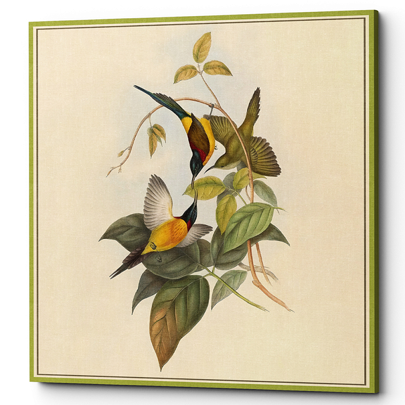 Постер на холсте с изображением птиц и цветов Blooming Birds Poster Мульти Бежевый Постер на холсте с изображением птиц и цветов Blooming Birds Poster Мульти Бежевый в Брянске | Loft Concept