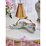 Блюдо из голубого фарфора с бронзовой ручкой в виде ветки Blue Garden варинант исполнения - 3 | Loft Concept в Брянске