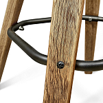 Барный стул со спинкой и металлической подставкой на 4-х деревянных ножках Коричневый Велюр Vendramin Chair варинант исполнения - 3 | Loft Concept в Брянске