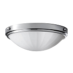 Потолочный светильник для ванных комнат цвета хром с белым матовым ребристым плафоном в форме полусферы Feiss варинант исполнения - 1 | Loft Concept в Брянске