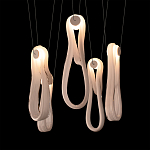 Подвесной светильник белого цвета с 6-ю изогнутыми плафонами Flow Loop варинант исполнения - 6 | Loft Concept в Брянске