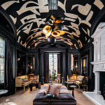 Обои ручная роспись в стиле Арт-деко Symphony Original colourway on Flint silk dupion варинант исполнения - 1 | Loft Concept в Брянске