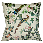 Подушка декоративная с изображением птицы в саду Beige Chinoiserie Birds in the Rose Garden Cushion варинант исполнения - 1 | Loft Concept в Брянске