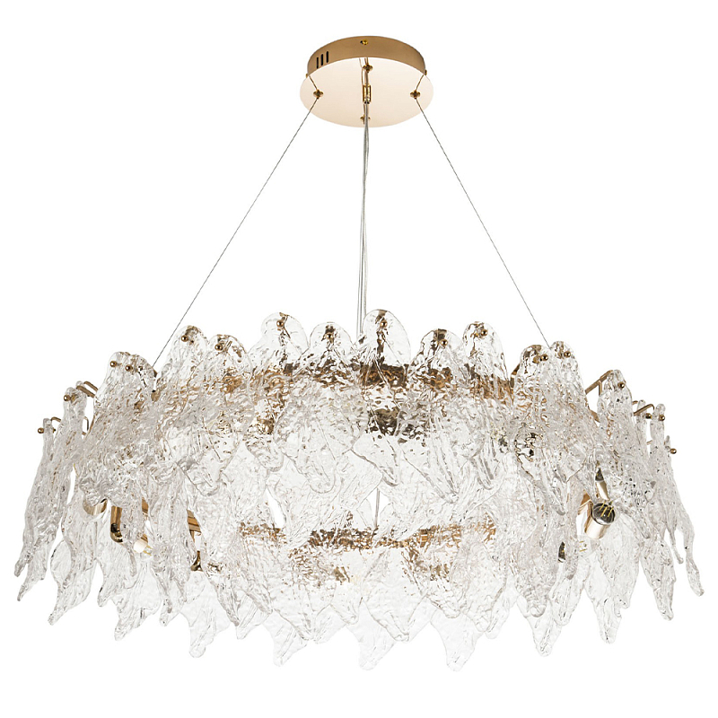 Люстра с декором из текстурированного стекла Textured Glass Chandelier 12 Золотой Прозрачное Стекло Люстра с декором из текстурированного стекла Textured Glass Chandelier 12 Золотой Прозрачное Стекло в Брянске | Loft Concept