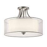 Потолочный светильник с двойным цилиндрическим плафоном из белого стекла и прозрачной органзы Kichler варинант исполнения - 12 | Loft Concept в Брянске