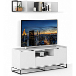 ТВ-тумба белая с  2-мя дверцами и ящиком Strict Lines варинант исполнения - 5 | Loft Concept в Брянске