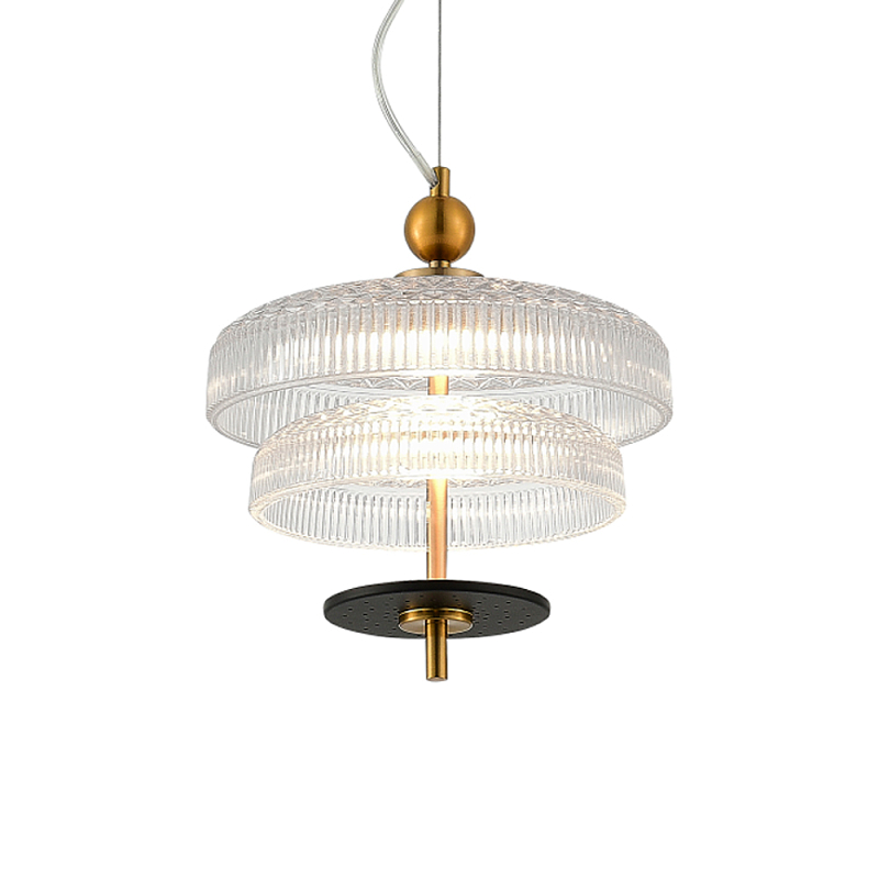 Подвесной светильник многослойный из рифленого прозрачного стекла Academy of Light Прозрачное Стекло Латунь в Брянске | Loft Concept 